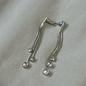 Silver Dangly Crystal Earrings